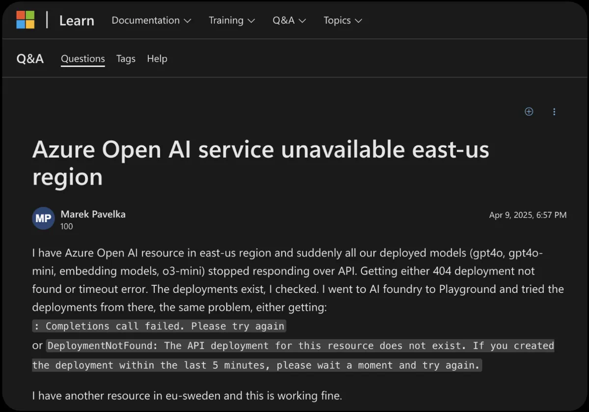 외부 API 리전(region) 이슈