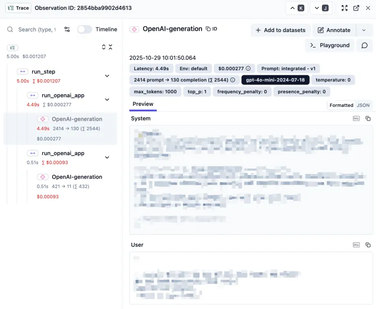 Langfuse Traces Dashboard